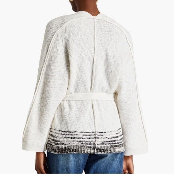 Missoni Cashmere Wrap Sweater Belted Beige Cream Small Crochet-Knit Cardigan - Picture 6 of 9